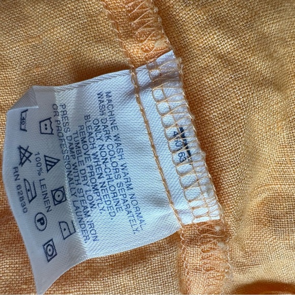 Lands End Outfitters Woman’s 12 Linen Button Up Shirt Top Short Sleeve-Tangerine - Picture 8 of 8
